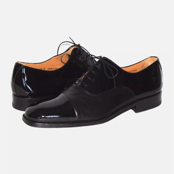 MAGNANNI Cesar Black Leather / Patent Leather Oxford Dress Shoes Size 10.5D main image 10
